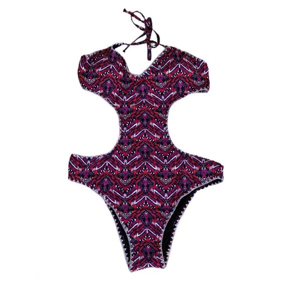 Tart Collections Maya Monokini: Largee, Multi Ikat, Cut-Out Back - Picture 1 of 3